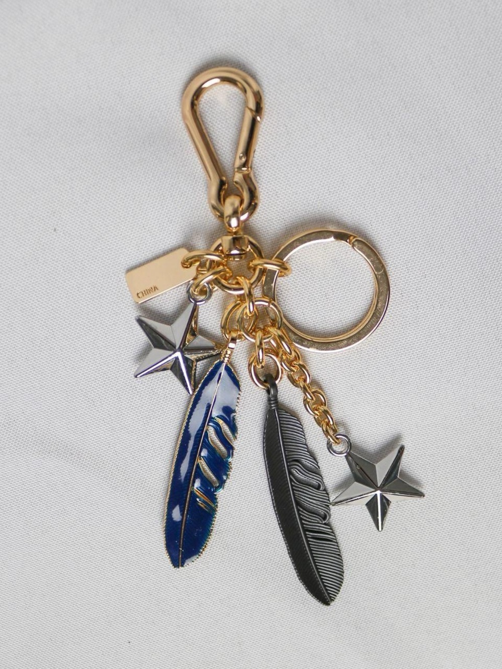 Coach Blue & Silver Feather and Star Bag Charm Keyring - Picture 5 of 7